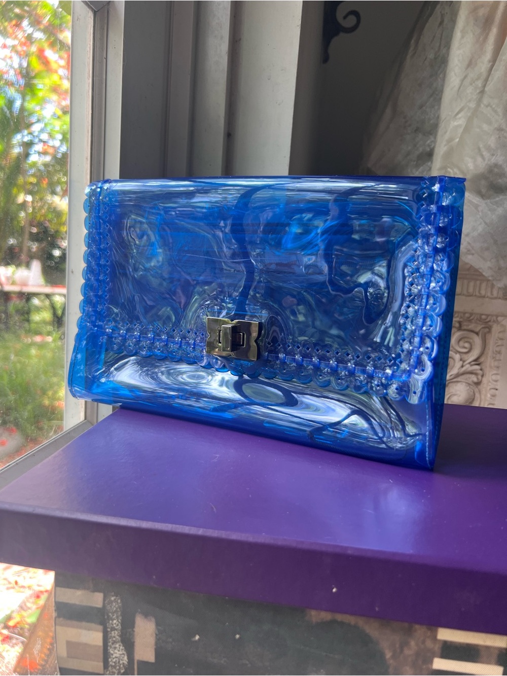 BCBGMaxAzria Blue Transparent Jelly Clutch some minor scuffs hard to notice